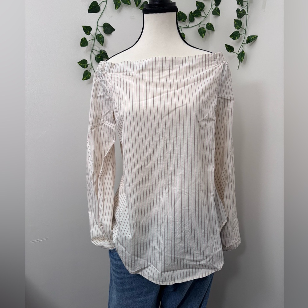 Babaton Aritzia Womens Blouse White Shirt Off the Shoulder Size S Beachy